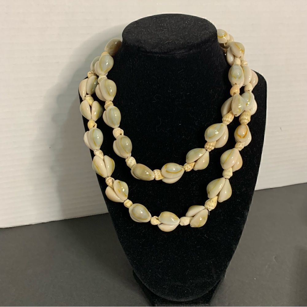 Cowrie Sea Shell Necklace 17" Shiny
